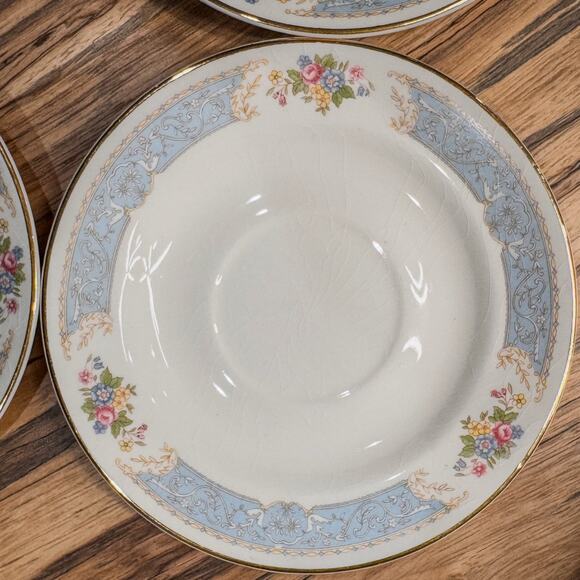 1939 Edwin Knowles-Blue Dawn Collection, Semi-Vitreous, Saucers, 6”, Set of 4 - Picture 5 of 10